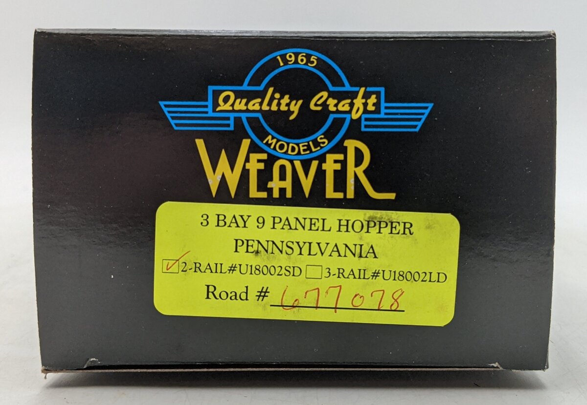 Weaver U18002SD O Gauge Pennsylvania RR 3-Bay 9-Panel Hopper #677078 (2-Rail) LN/Box
