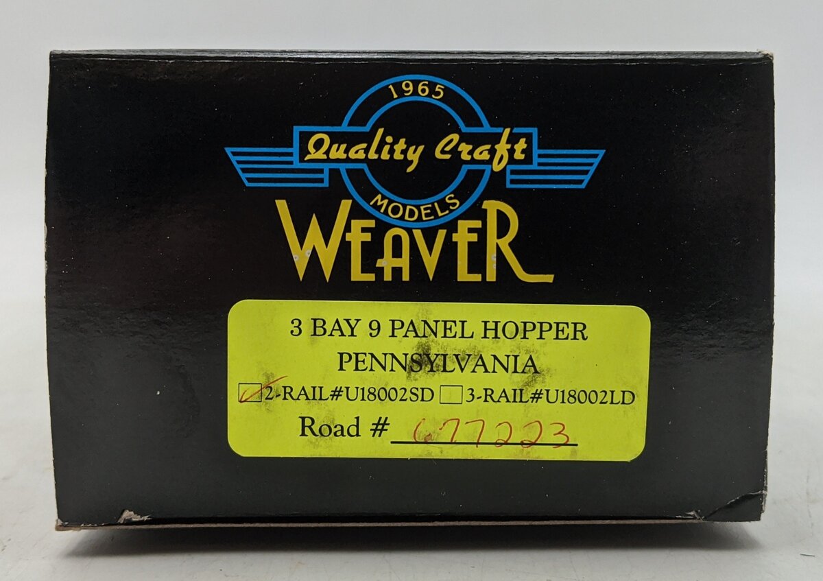 Weaver U18002SD O Gauge Pennsylvania RR 3-Bay 9-Panel Hopper #677223 (2-Rail) LN/Box