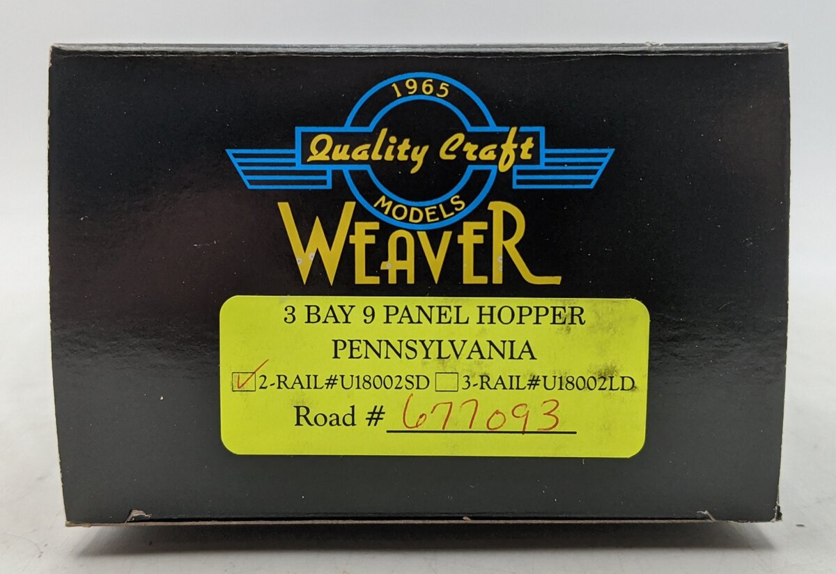 Weaver U18002SD O Gauge Pennsylvania RR 3-Bay 9-Panel Hopper #677093 (2-Rail) LN/Box