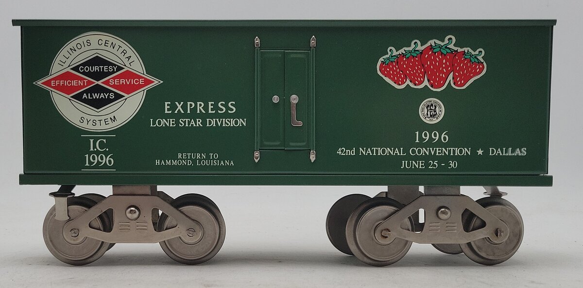 McCoy 1996 Standard Gauge Illinois Central TCA/Dallas Strawberry Boxcar #1996 EX/Box