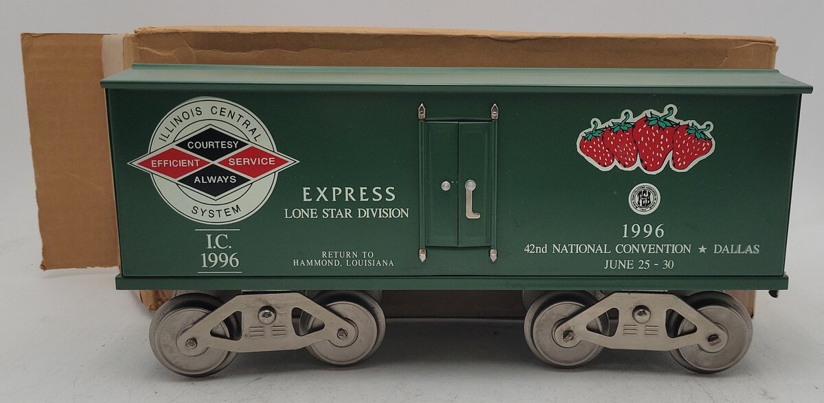 McCoy 1996 Standard Gauge Illinois Central TCA/Dallas Strawberry Boxcar #1996 EX/Box