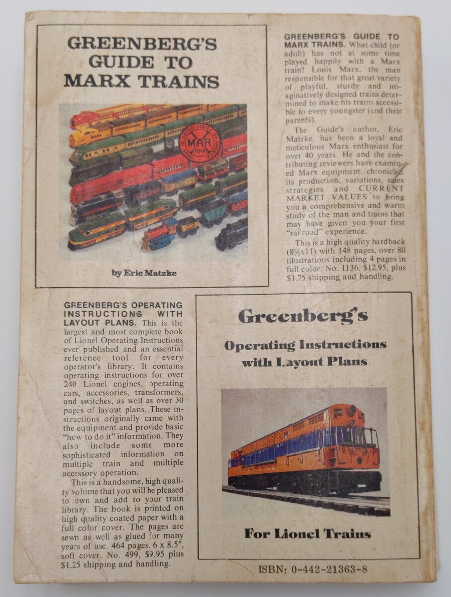 Greenberg's Repair & Operating Manual For Lionel Trains Paperback Book VG