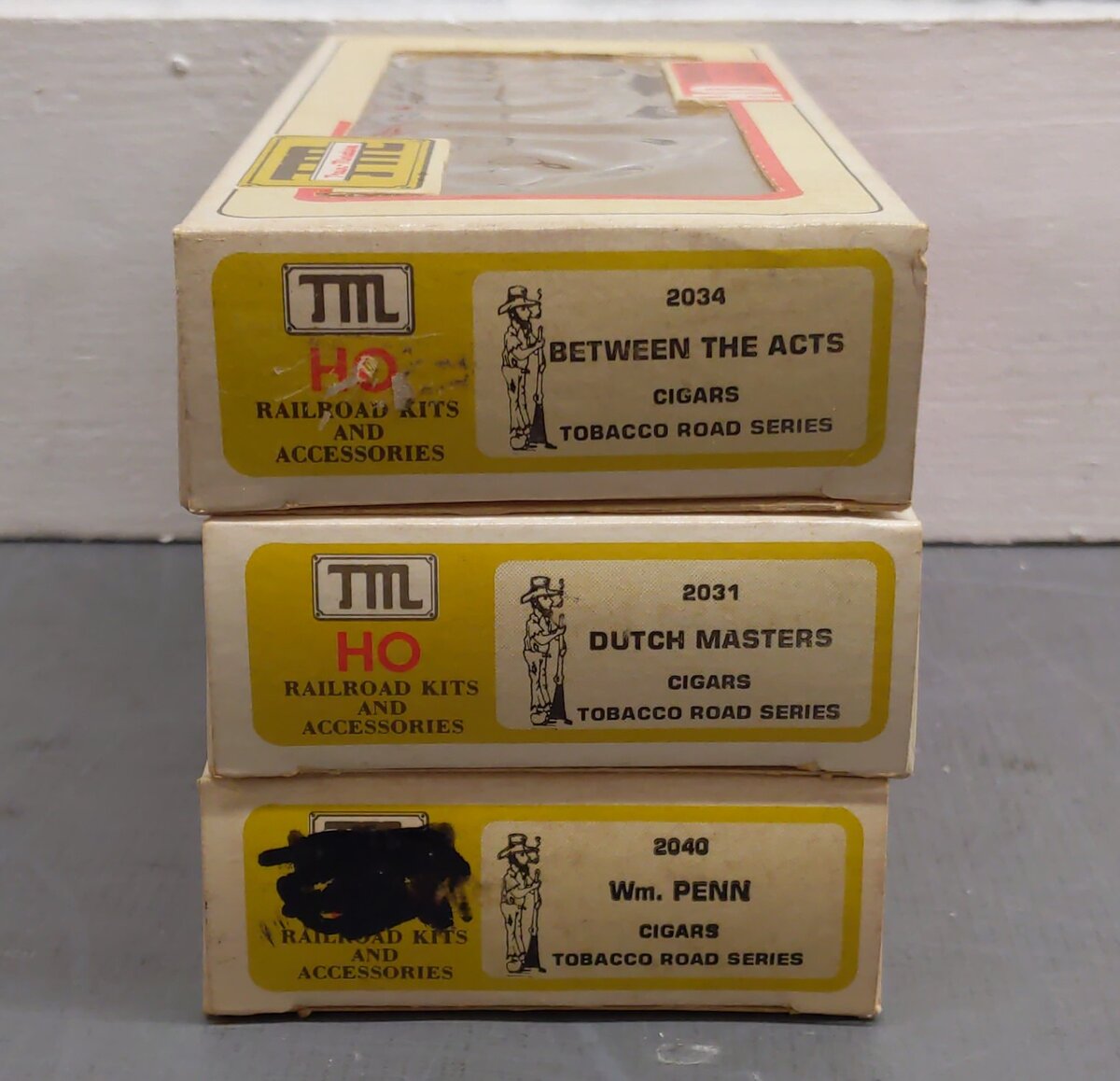 Train Miniature HO Tobacco Road Series Cigars Boxcar Kits: 2031, 2034, 2040 [3] EX/Box