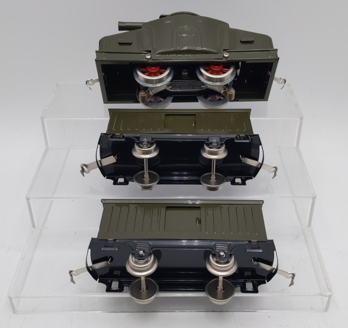 Lionel MTH 11-6029 O Scale Armored Motor Car #203 w/ 2 Ammo Cars #900 Set NIB