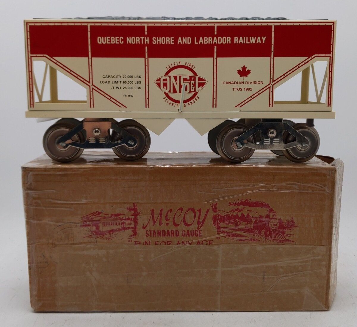 McCoy 152 Standard Gauge Quebec North Shore and Labrador Tinplate Hopper Car EX/Box