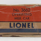 Lionel 3662 Vintage O Brn & Wht Large Operating Milk Car Bar-End Trks w/Platform VG/Box