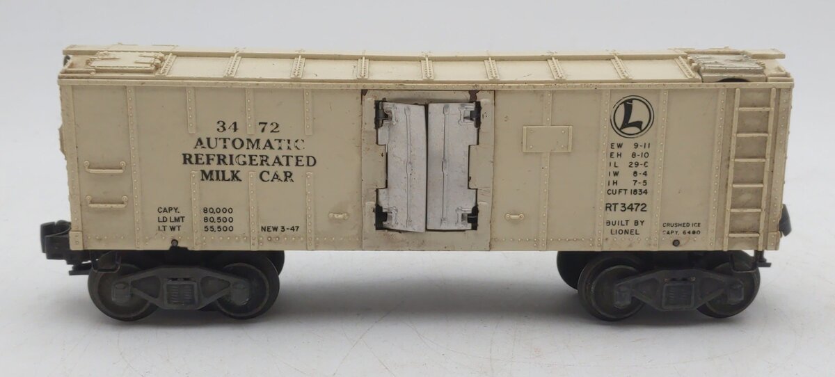 Lionel 3472 Vintage O Operating Milk Car with Platform VG/Box