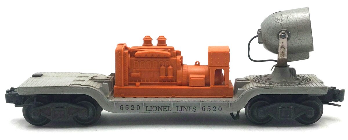 Lionel 6520 Vintage O Lionel Lines Orange Generator Operating Searchlight Car VG