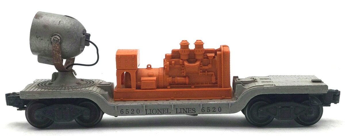 Lionel 6520 Vintage O Lionel Lines Orange Generator Operating Searchlight Car VG