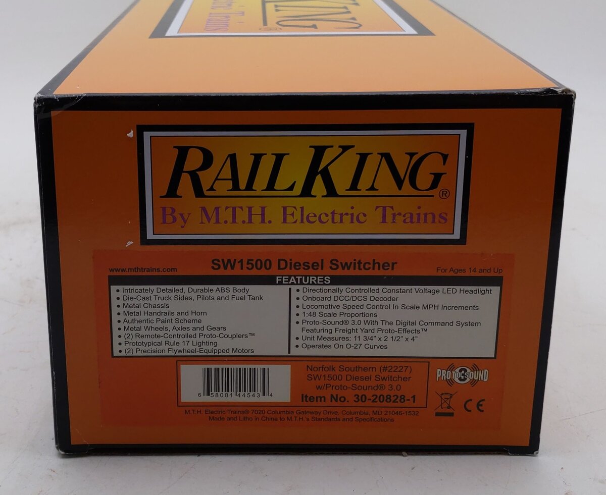 MTH 30-20828-1 O Norfolk Southern SW1500 Diesel Switcher #2227 w/ PS3 LN/Box