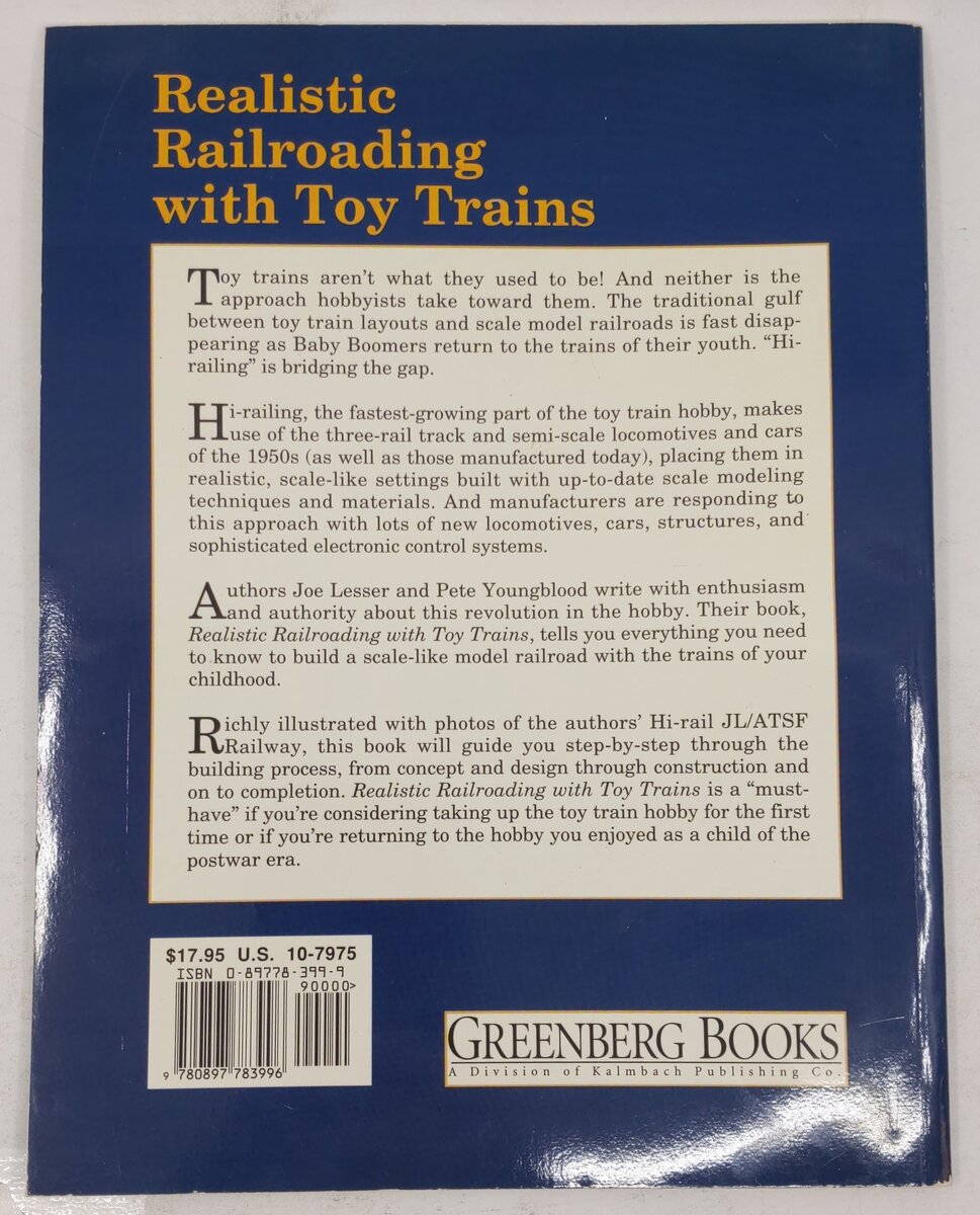 Realistic Railroading With Toy Trains Paperback By Joe Lesser, Pete Youngblood VG