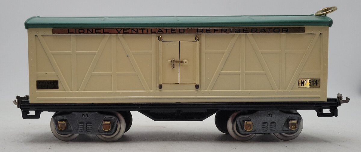Lionel 514 Vintage Standard Gauge Tinplate Ivory/Peacock Refrigerator Car