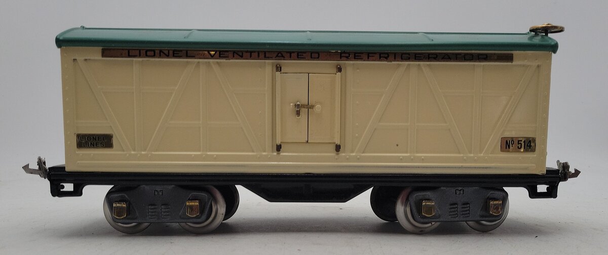 Lionel 514 Vintage Standard Gauge Tinplate Ivory/Peacock Refrigerator Car