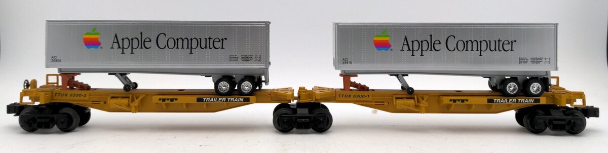 Lionel 6-26908 O Gauge T.T.U.X. Flatcars w/Apple Computer Trailers LN/Box