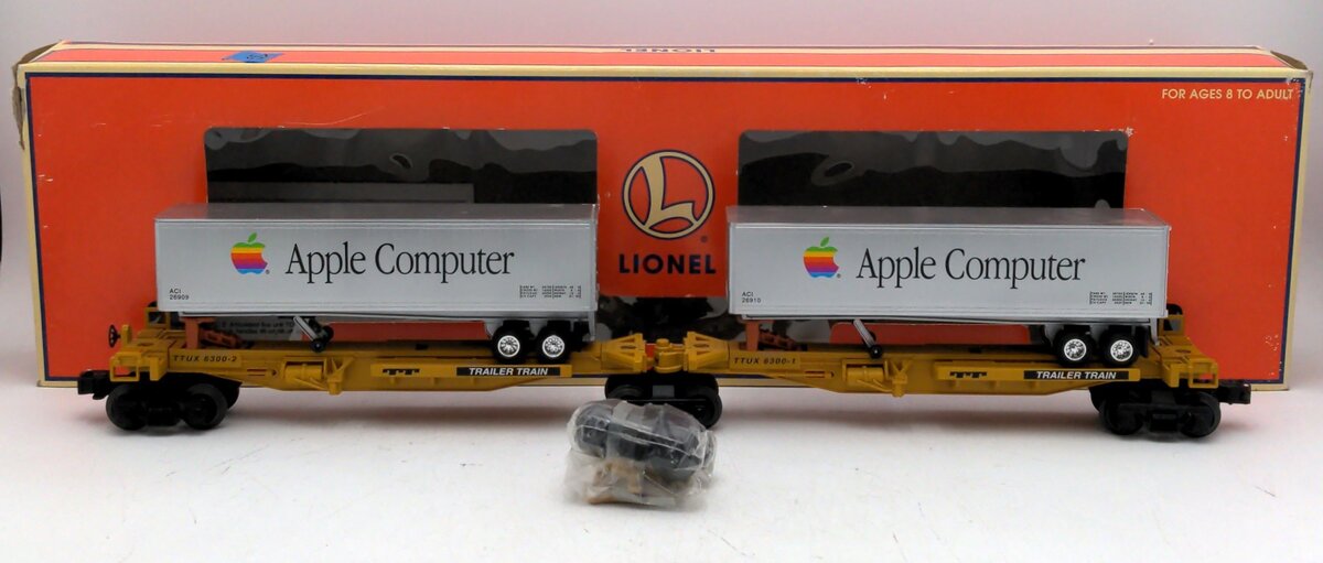 Lionel 6-26908 O Gauge T.T.U.X. Flatcars w/Apple Computer Trailers LN/Box
