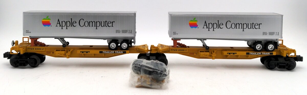 Lionel 6-26908 O Gauge T.T.U.X. Flatcars w/Apple Computer Trailers LN/Box