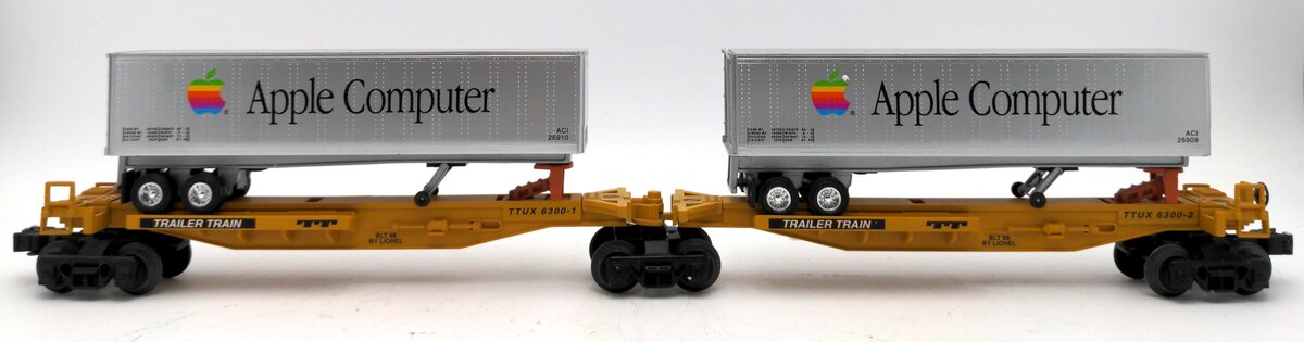 Lionel 6-26908 O Gauge T.T.U.X. Flatcars w/Apple Computer Trailers LN/Box