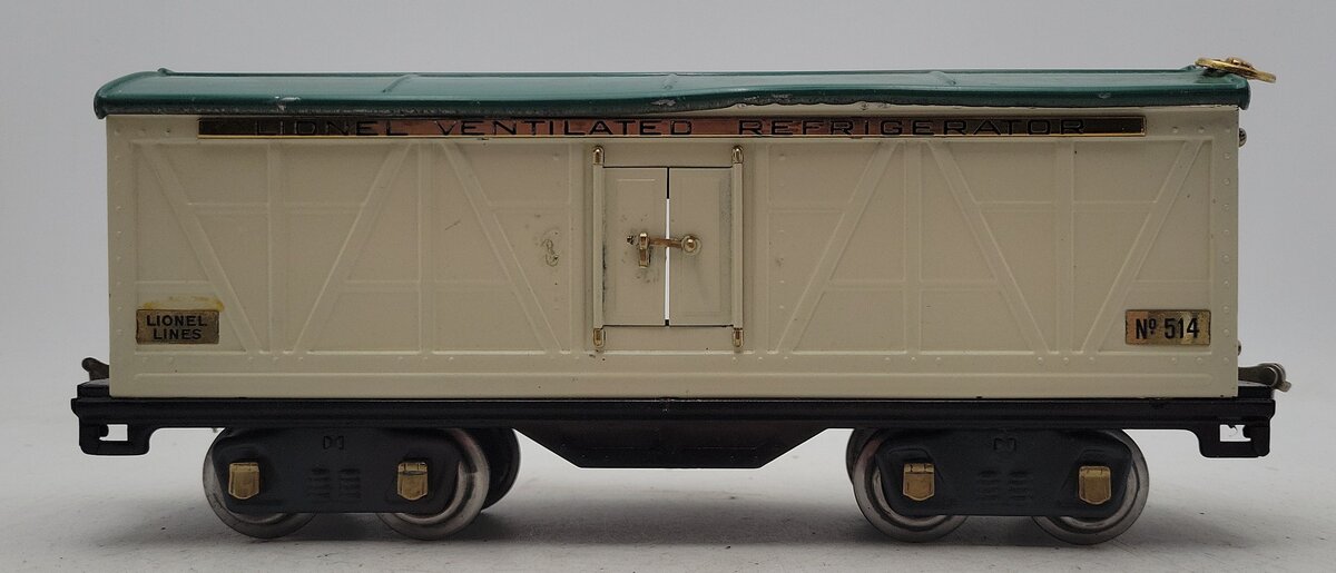Lionel 514 Vintage Standard Gauge Tinplate Ivory/Peacock Refrigerator Car