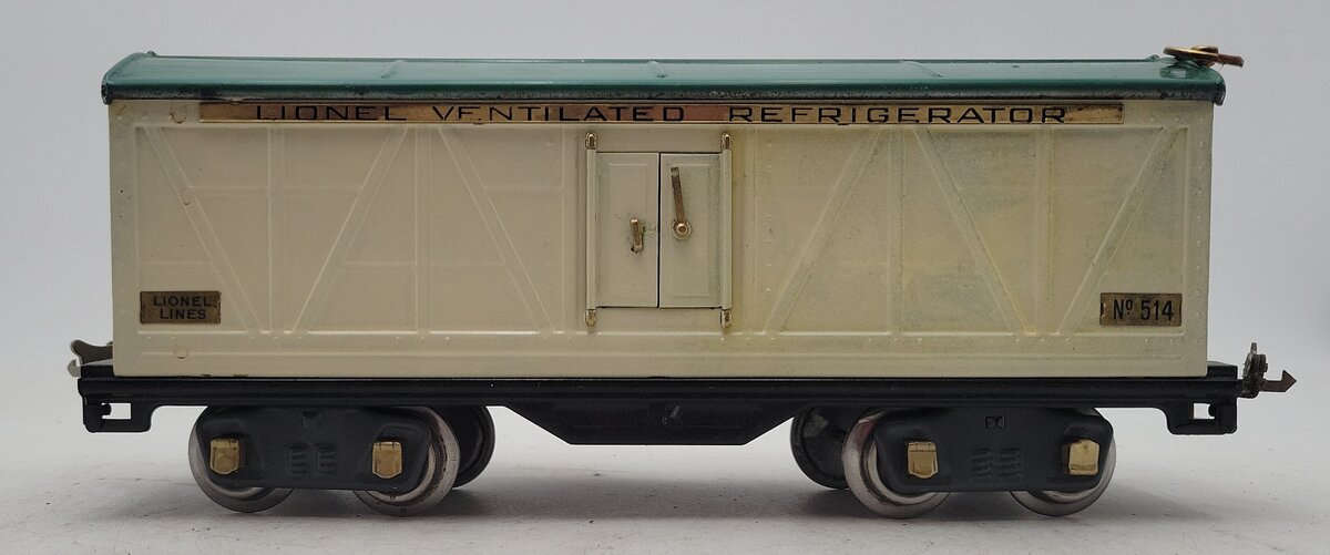 Lionel 514 Vintage Standard Gauge Tinplate Ivory/Peacock Refrigerator Car