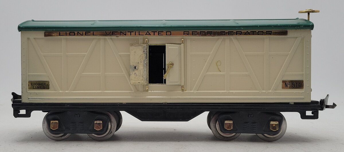 Lionel 514 Vintage Standard Gauge Tinplate Ivory/Peacock Refrigerator Car