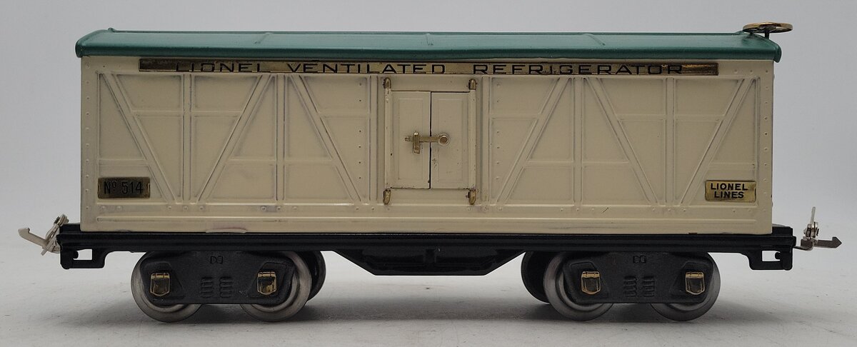 Lionel 514 Vintage Standard Gauge Tinplate Ivory/Peacock Refrigerator Car