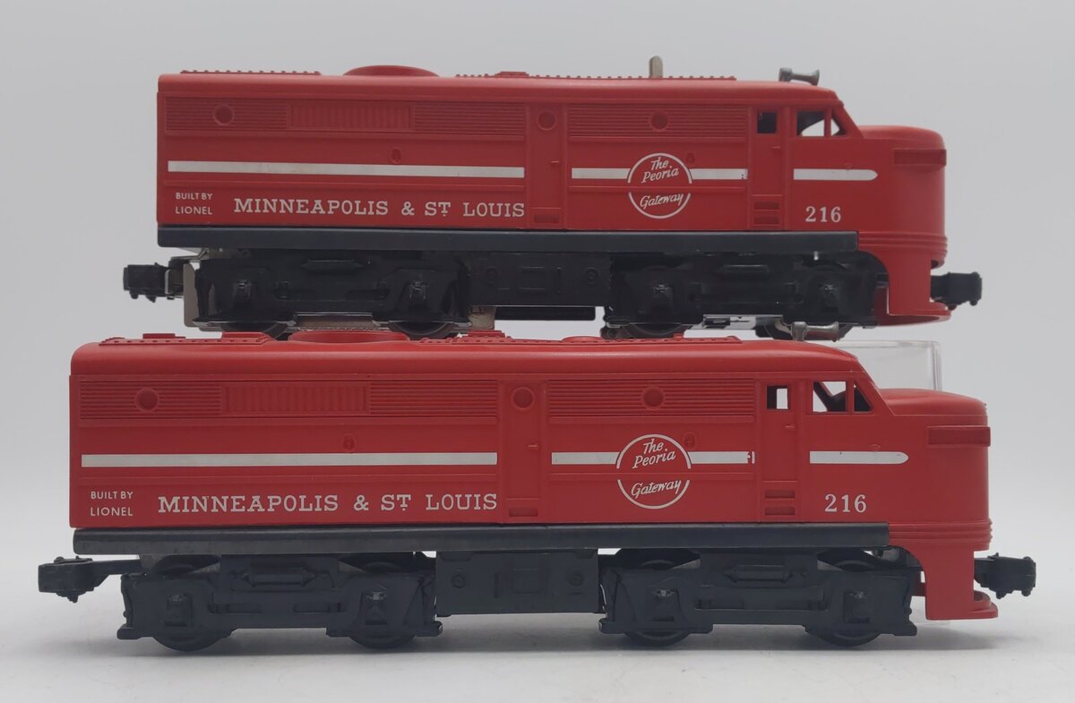 Lionel 216 Vintage O Minneapolis & St. Louis AA Alco Diesel Locomotives EX
