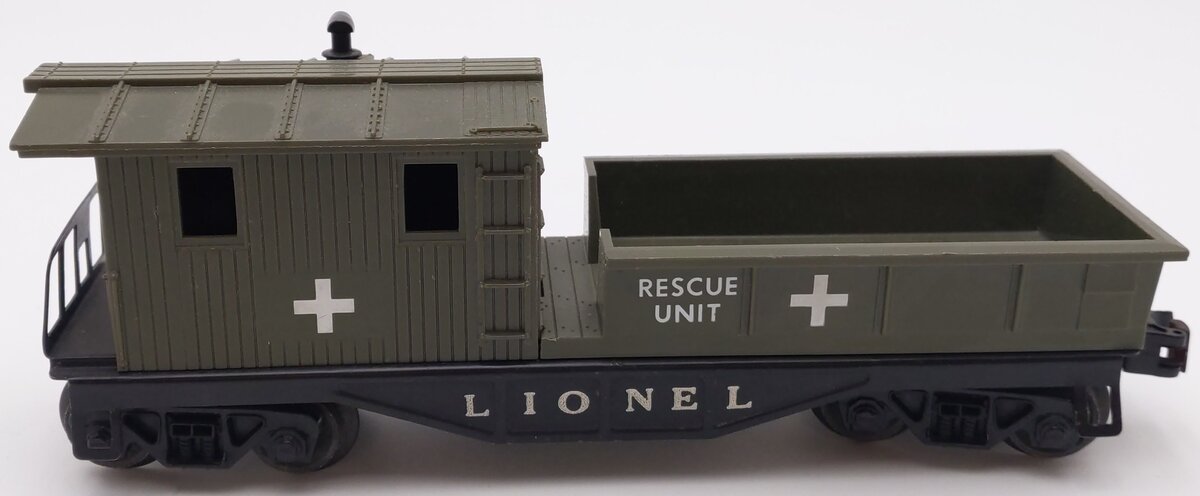 Lionel 6824 Vintage O Olive Drab U.S.M.C. Rescue Caboose w/Custom Black Base VG