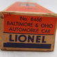 Lionel 6468 Vintage O Baltimore & Ohio Tuscan Double Door Boxcar - Rare EX/Box
