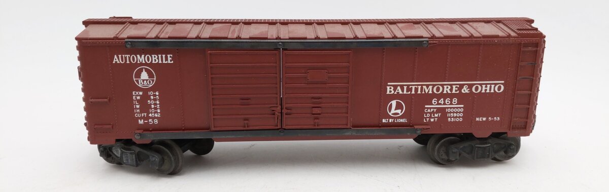 Lionel 6468 Vintage O Baltimore & Ohio Tuscan Double Door Boxcar - Rare EX/Box