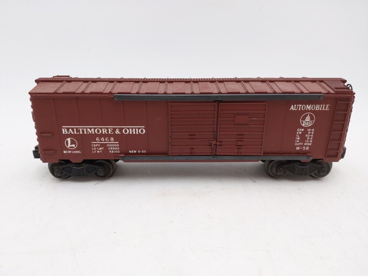 Lionel 6468 Vintage O Baltimore & Ohio Tuscan Double Door Boxcar - Rare EX/Box