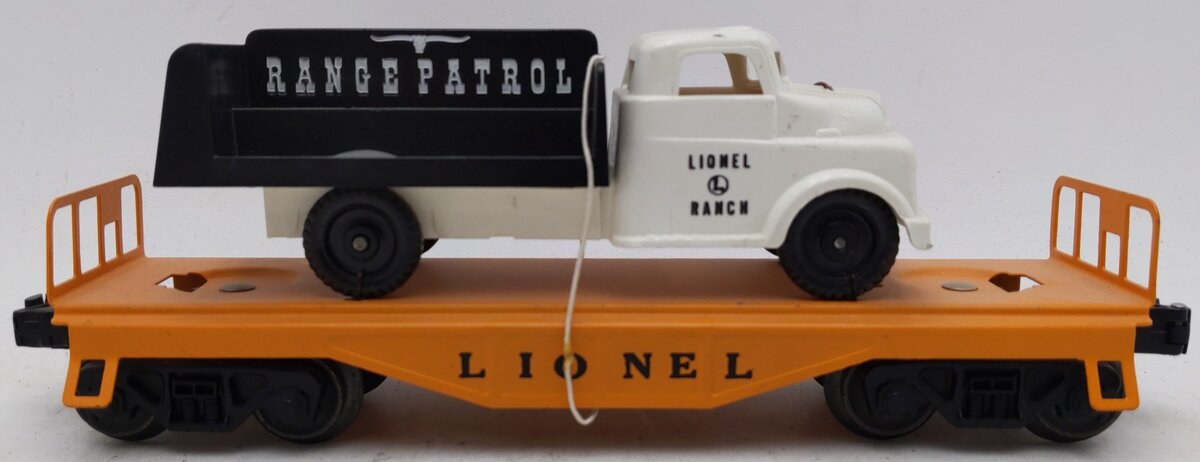 Lionel 6151 Vintage O Flatcar with Range Patrol Truck VG