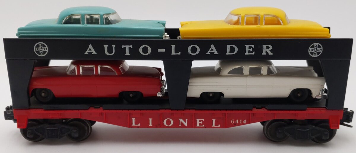 Lionel 6414 Vintage O Gauge Postwar Evans Autoloader with 4 Automobiles VG