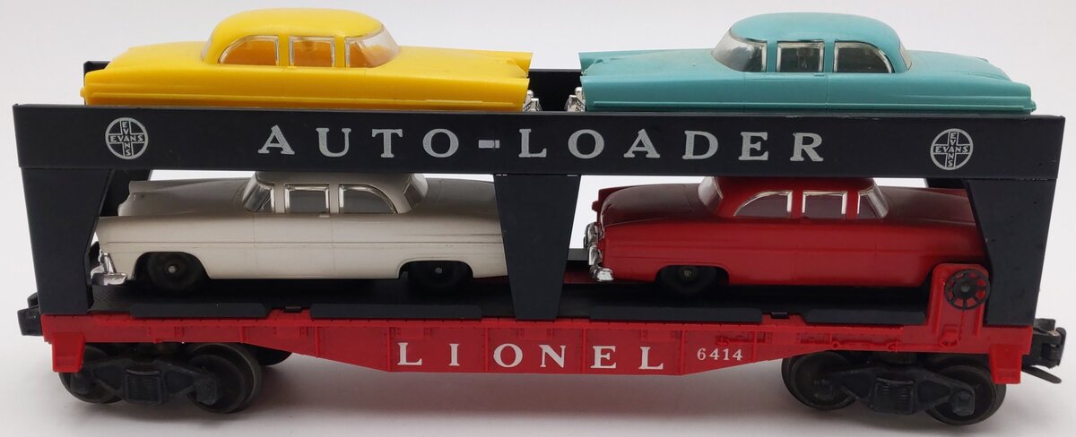 Lionel 6414 Vintage O Gauge Postwar Evans Autoloader with 4 Automobiles VG