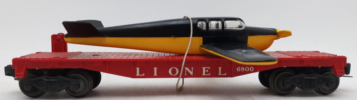 Lionel 6800 Vintage O Flatcar with Black over Yellow Airplane VG
