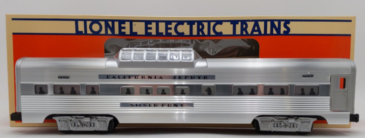 Lionel 6-19126 O Gauge California Zephyr "Silver Pony" Aluminum Vista Dome Car EX/Box