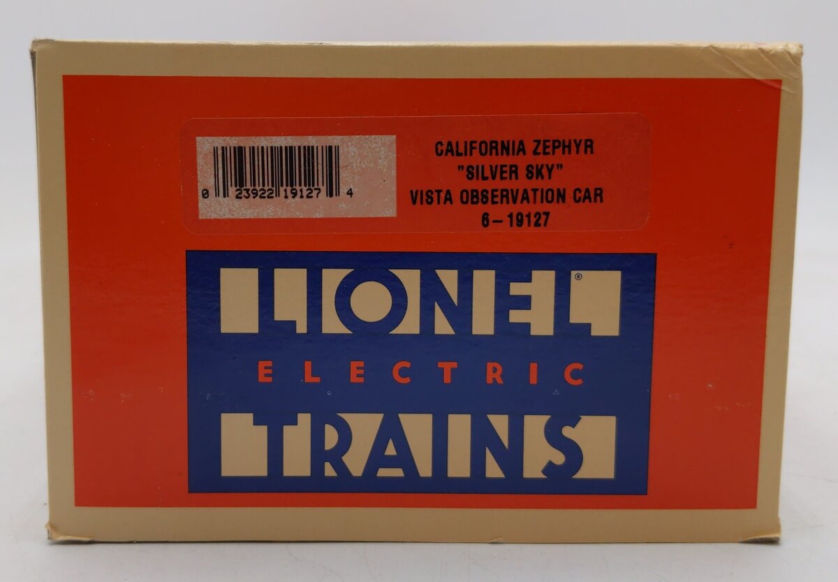 Lionel 6-19127 O California Zephyr "Silver Sky"  Aluminum Vista Observation Car EX/Box