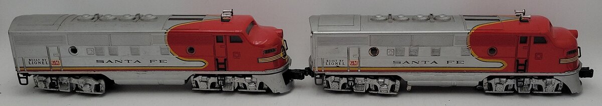 Lionel 2343 Vintage O Gauge Santa Fe F3 AA Diesel Locomotive Set EX