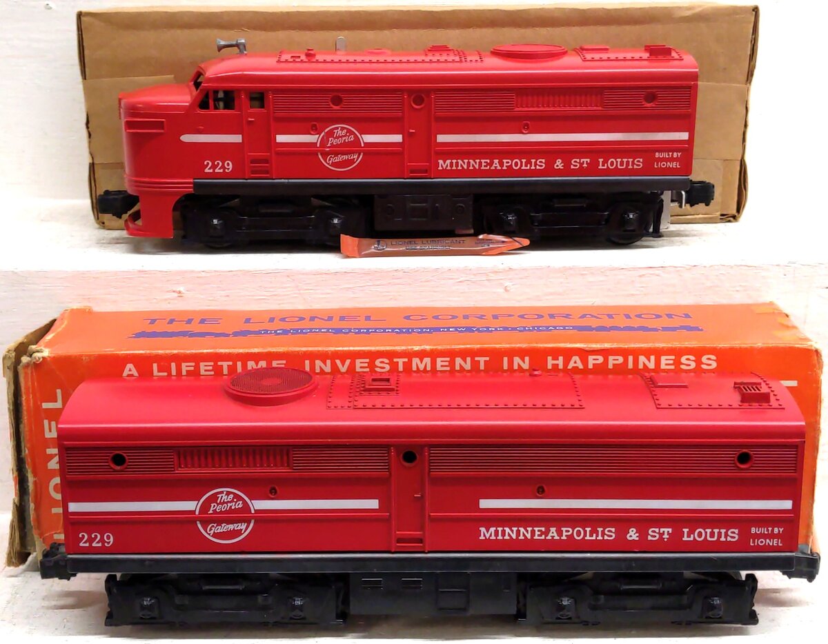 Lionel 229 Vintage O Minneapolis & St. Louis AB Diesel Locomotive Set/Box