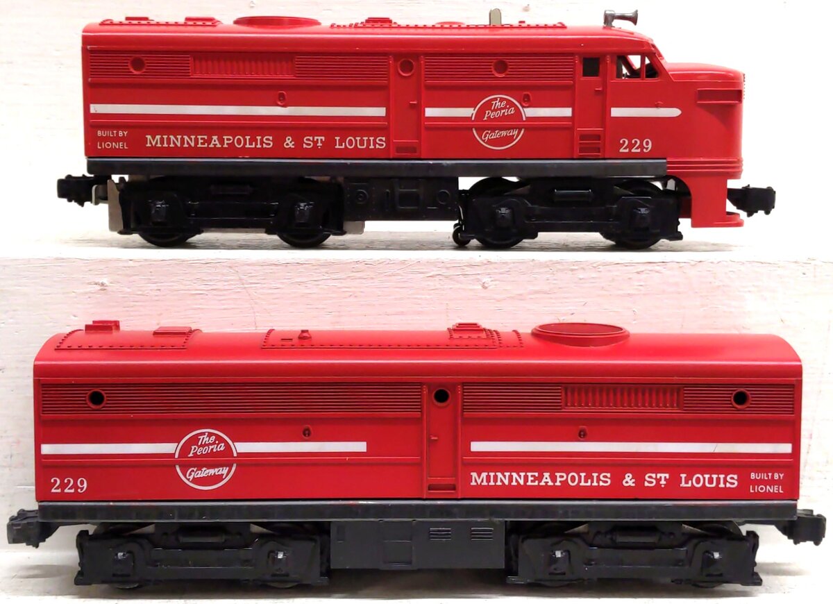 Lionel 229 Vintage O Minneapolis & St. Louis AB Diesel Locomotive Set/Box