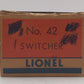 Lionel 42 Vintage O Picatinny Arsenal Switcher EX/Box