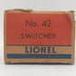 Lionel 42 Vintage O Picatinny Arsenal Switcher EX/Box