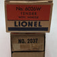 Lionel 2037 Vintage O 2-6-4 Die-Cast Steam Locomotive and 6026W Tender EX/Box