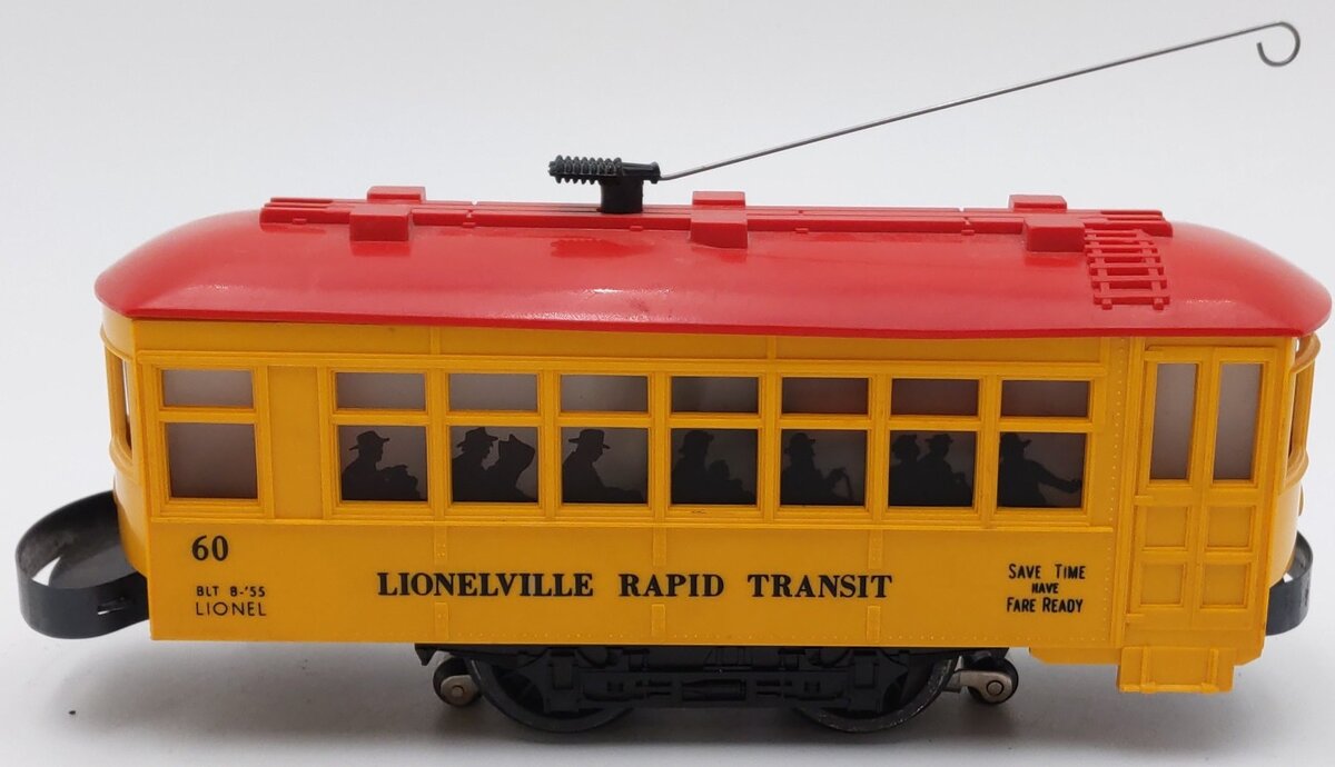 Lionel 60 Vintage O Gauge Postwar Lionelville Trolley with Black Lettering VG