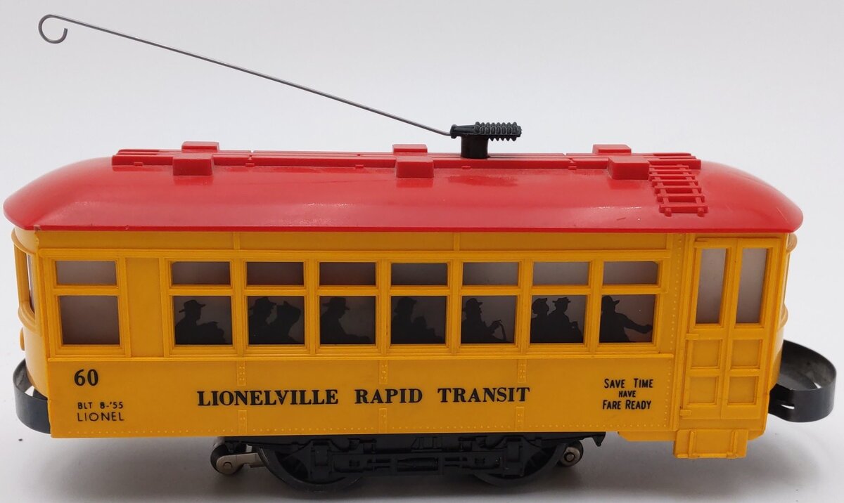 Lionel 60 Vintage O Gauge Postwar Lionelville Trolley with Black Lettering VG