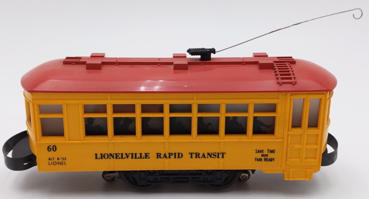 Lionel 60 Vintage O Gauge Postwar Lionelville Trolley with Black Lettering