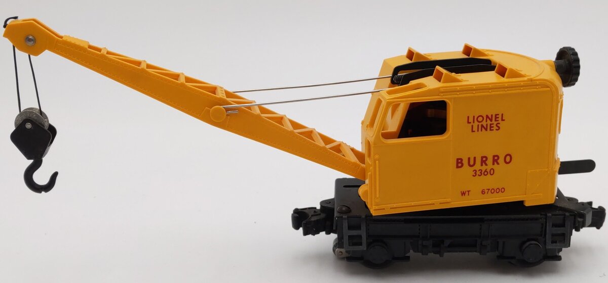 Lionel 3360 Vintage O Gauge Postwar Operating Burro Crane Car EX