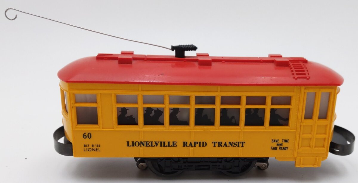Lionel 60 Vintage O Gauge Postwar Lionelville Trolley with Black Lettering VG