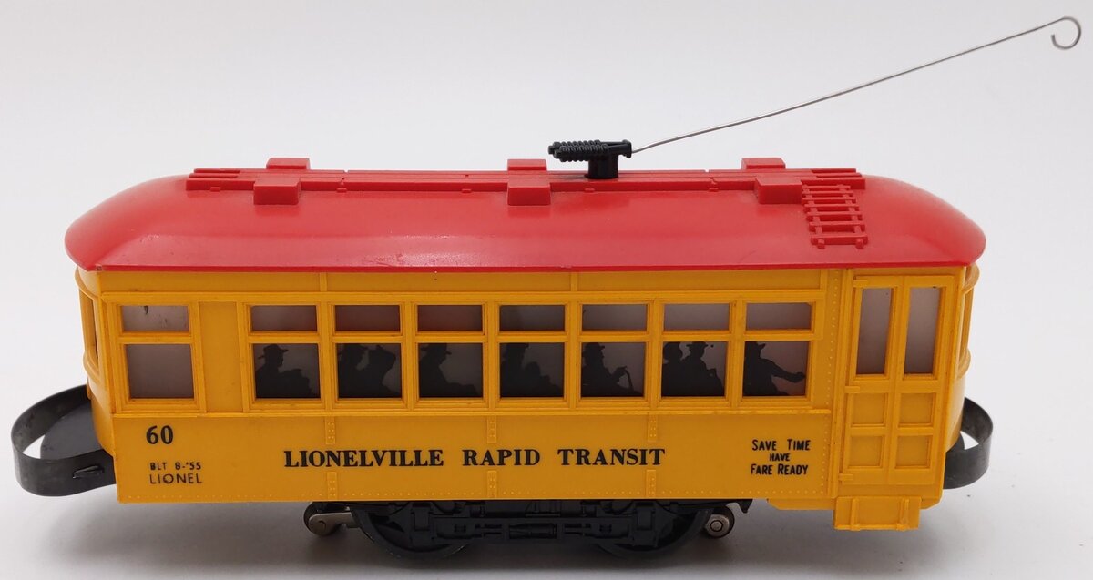 Lionel 60 Vintage O Gauge Postwar Lionelville Trolley with Black Lettering VG