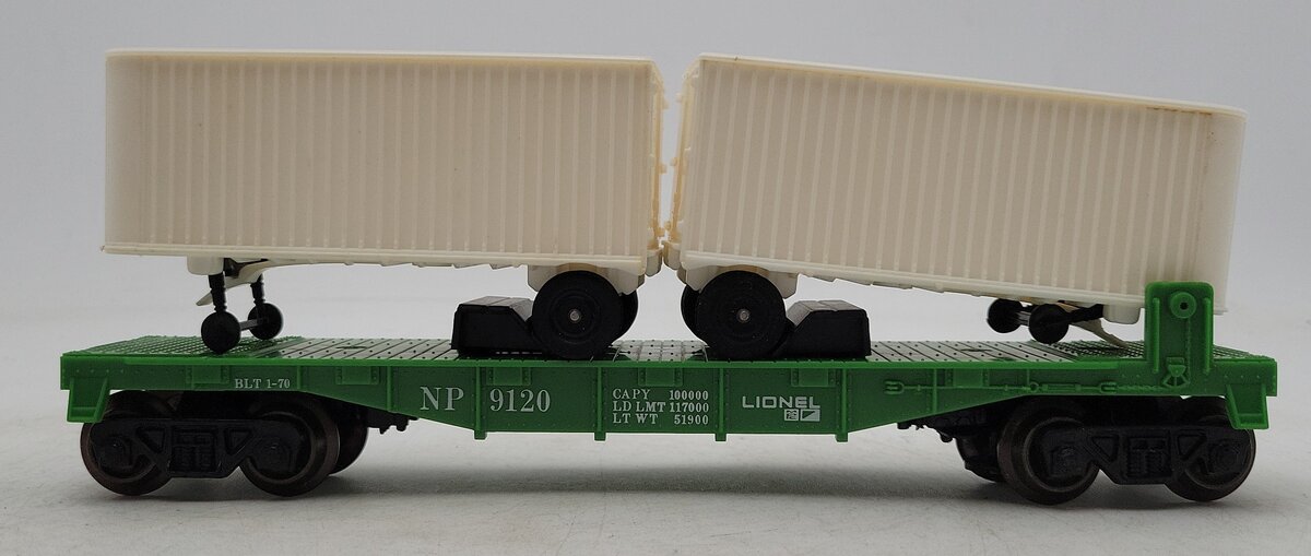Lionel 6-9120 Northern Pacific Flatcar w/ 2 Vans EX/Box