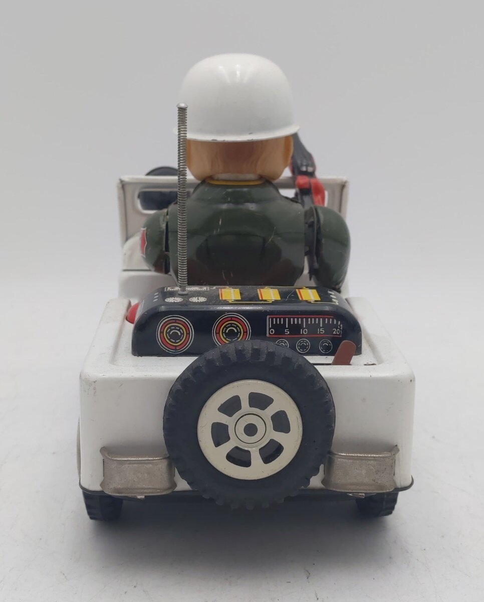 Daiya Military Police Jeep Tin Lithograph Battery Operated Toy EX
